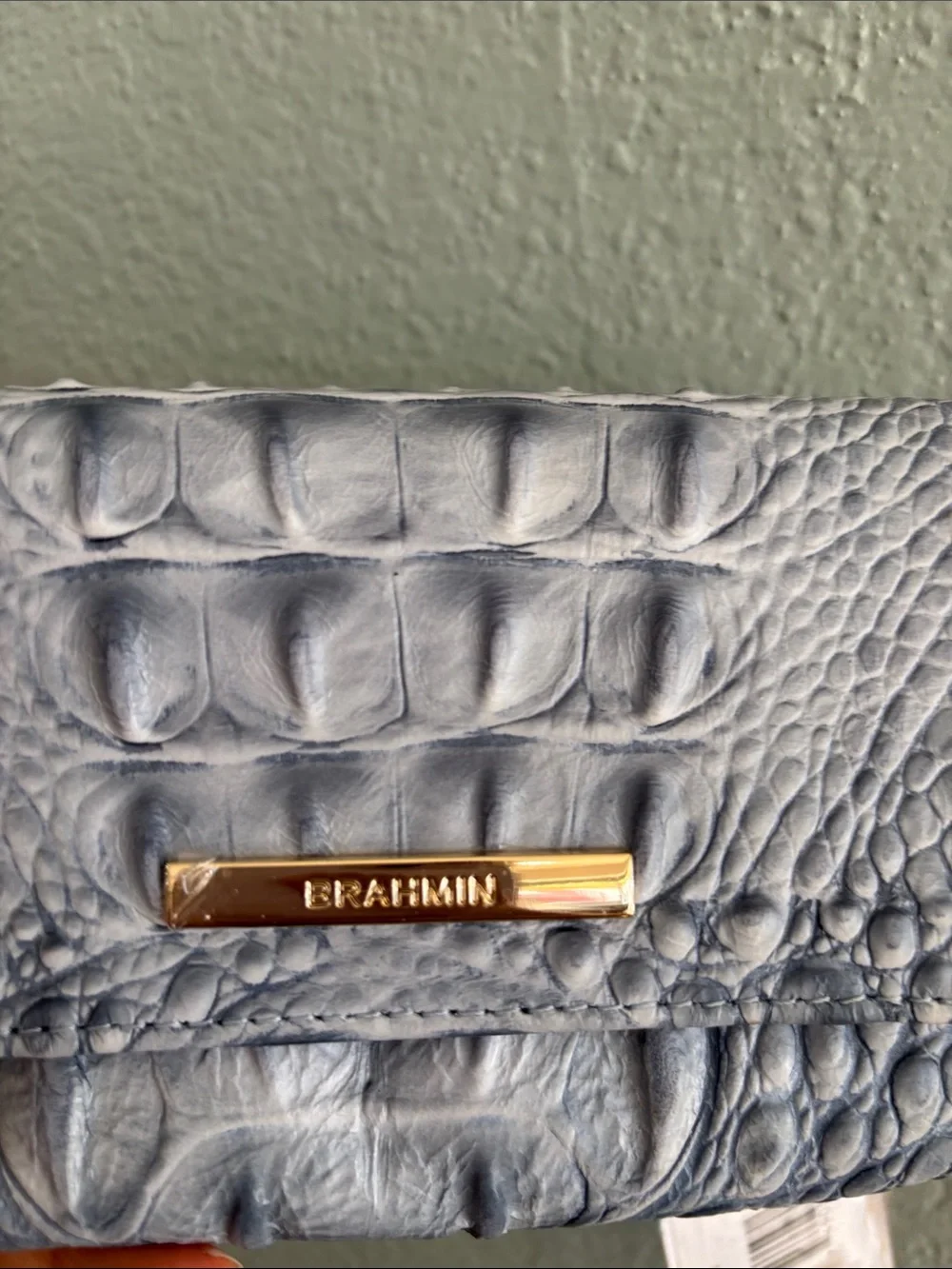 Brahmin Kerra Croc-Embossed Leather Wallet blue